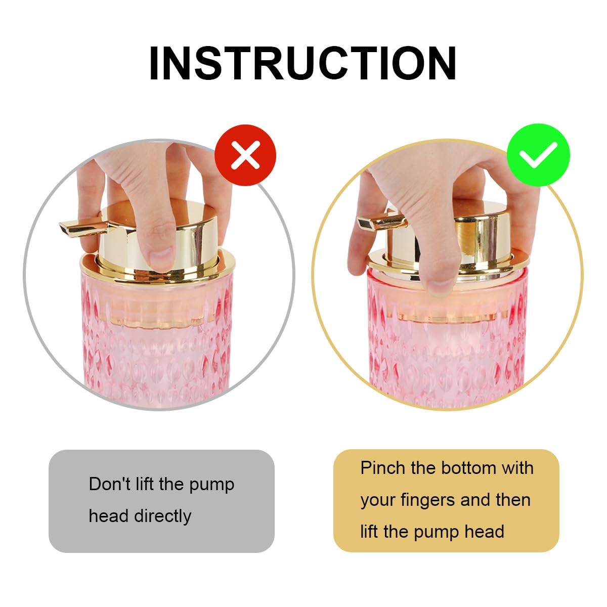 Schaumseifenspender, schäumender Handseifenspender aus Glas mit Pumpe, 400 ml, Badezimmer, nachfüllbar, Flüssiglotion, Pumpflasche, Behälter für Küche, Arbeitsplatte, Dekor (1, Roségold)