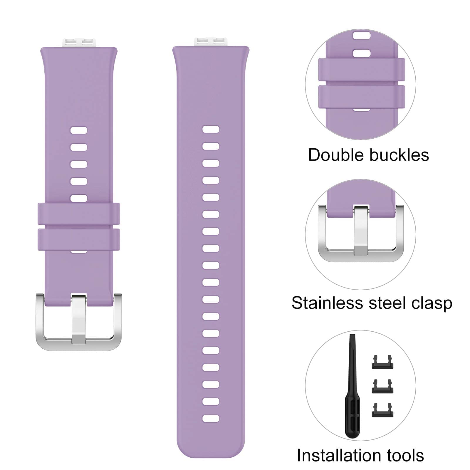 Wownadu Straps Compatible for HUAWEI WATCH FIT Strap Replacement for Women Men Silicone Sports WristBand Lavender Smart Watch Accessories,(No Watch) - Image 2