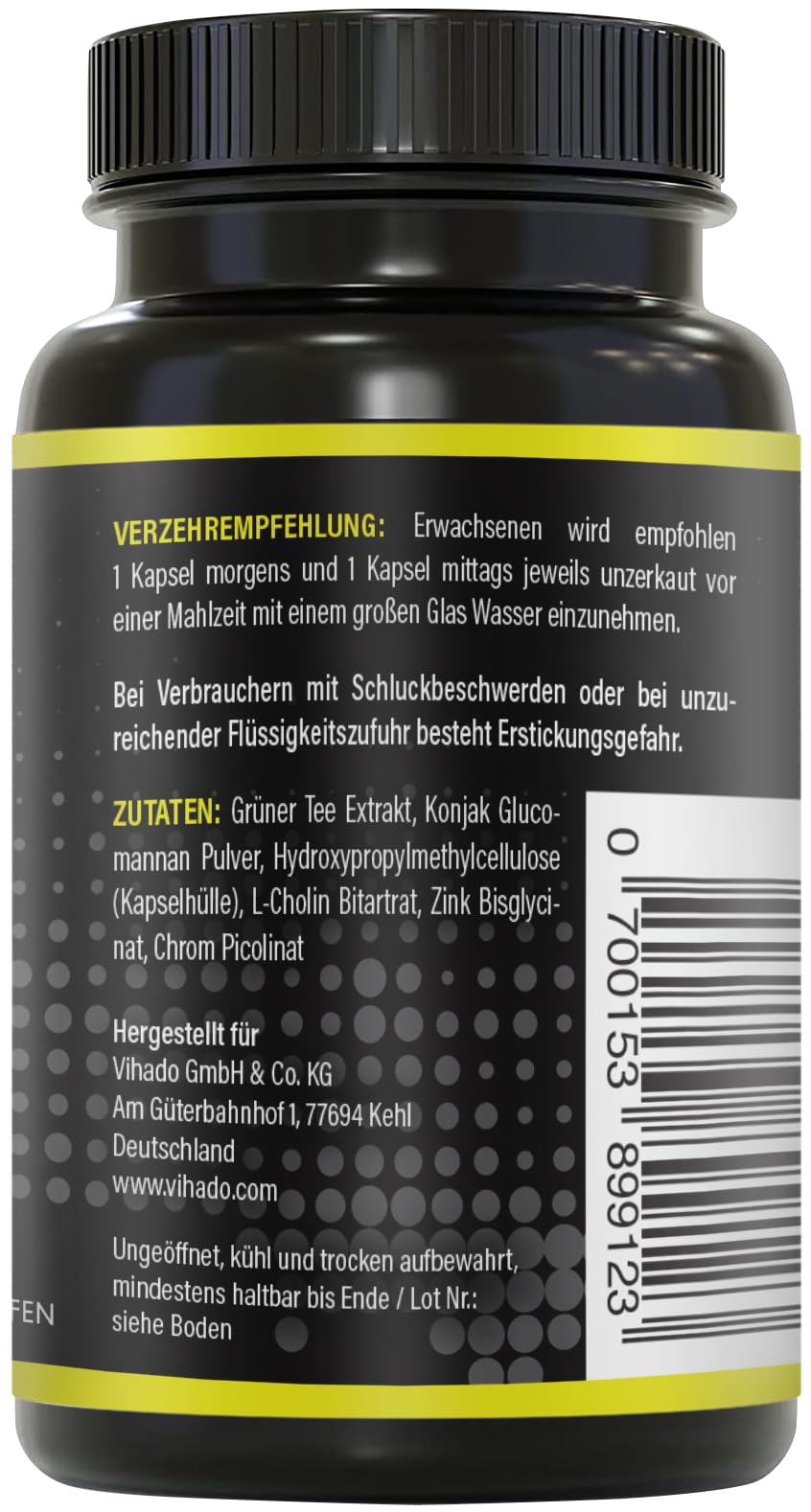 BRNR EASY BRNR Leichte Formel 5in1, Stoffwechsel-Kur mit Cholin, Blutzuckerspiegel-Rezeptur mit Chrom, Ballaststoff Glucomannan, Grüntee Extrakt, 120 Kapseln