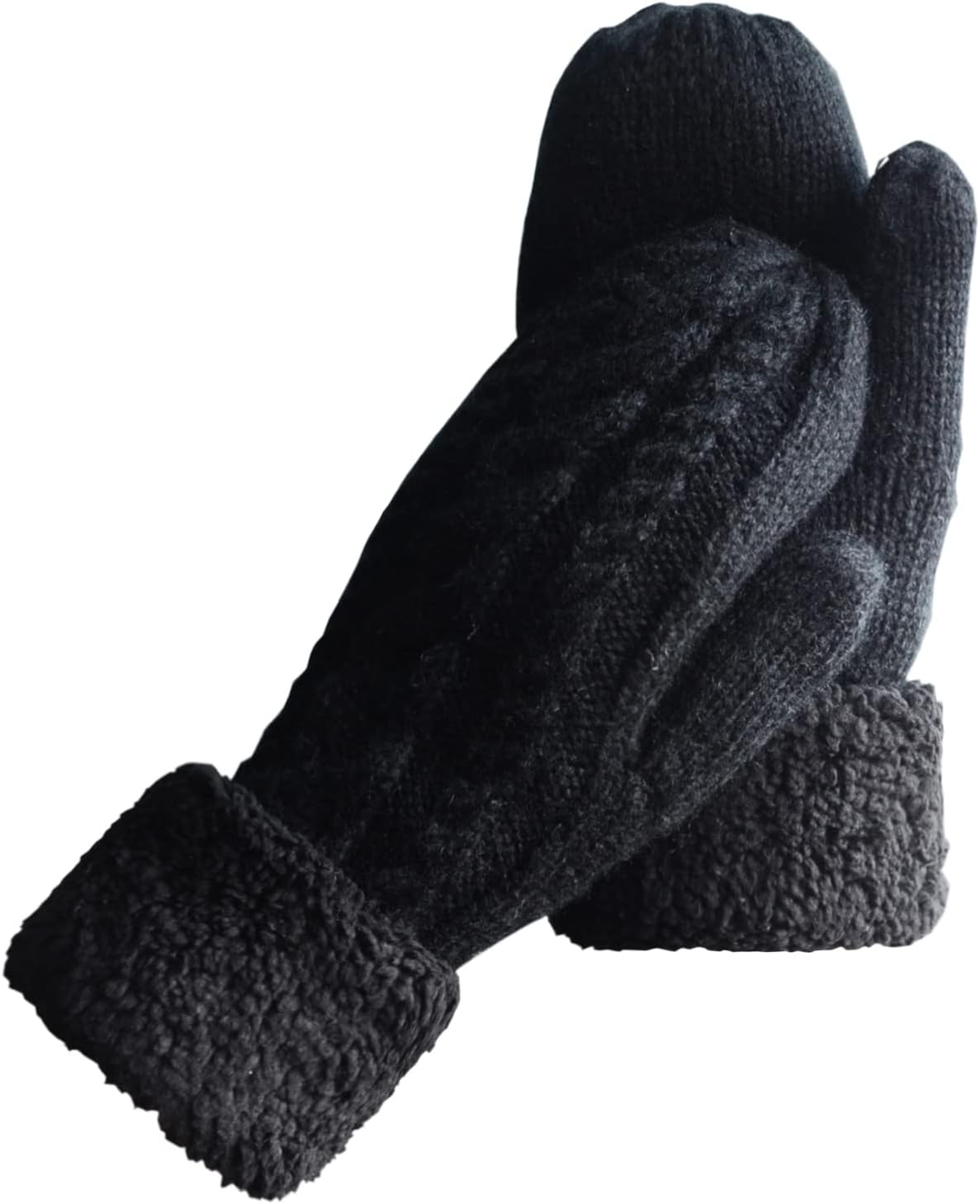 Women's Winter Gloves Warm Lining - Cozy Wool Knit Thick Gloves Mittens