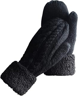 Women's Winter Gloves Warm Lining - Cozy Wool Knit Thick Gloves Mittens in 11 color