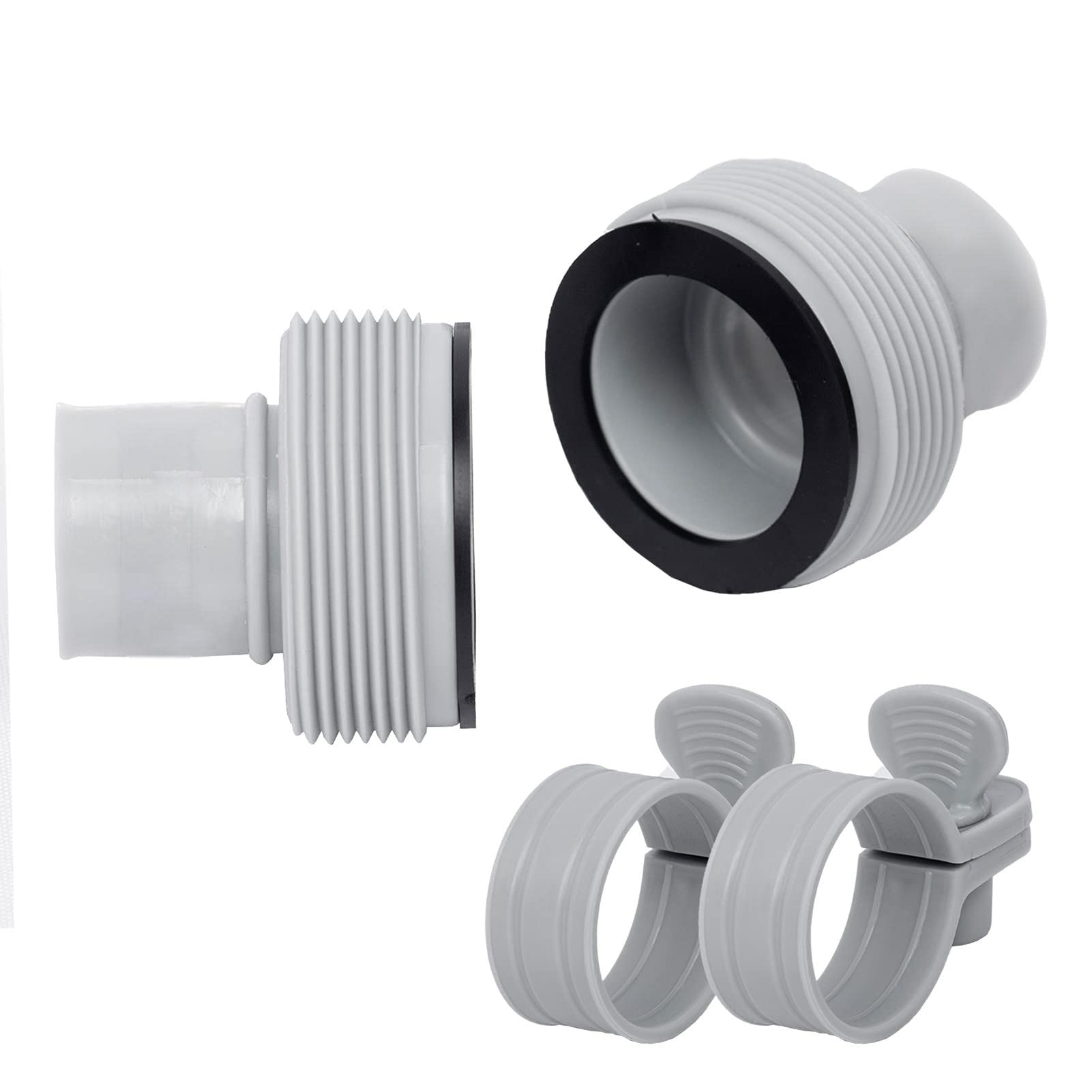 Kit 2 Adattatori Per Tubi Piscina Intex, Filettati, 32-38 Mm, Con Guarnizioni E Cacciavite, Compatibili Pompe 1500-4000 GPH