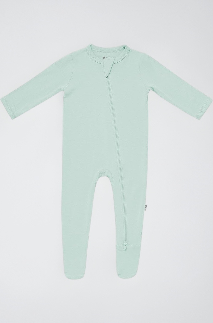KYTE BABY Soft Organic Bamboo Rayon Footies, Zipper Closure, 0-24 Months (0-3 Months, Sage)