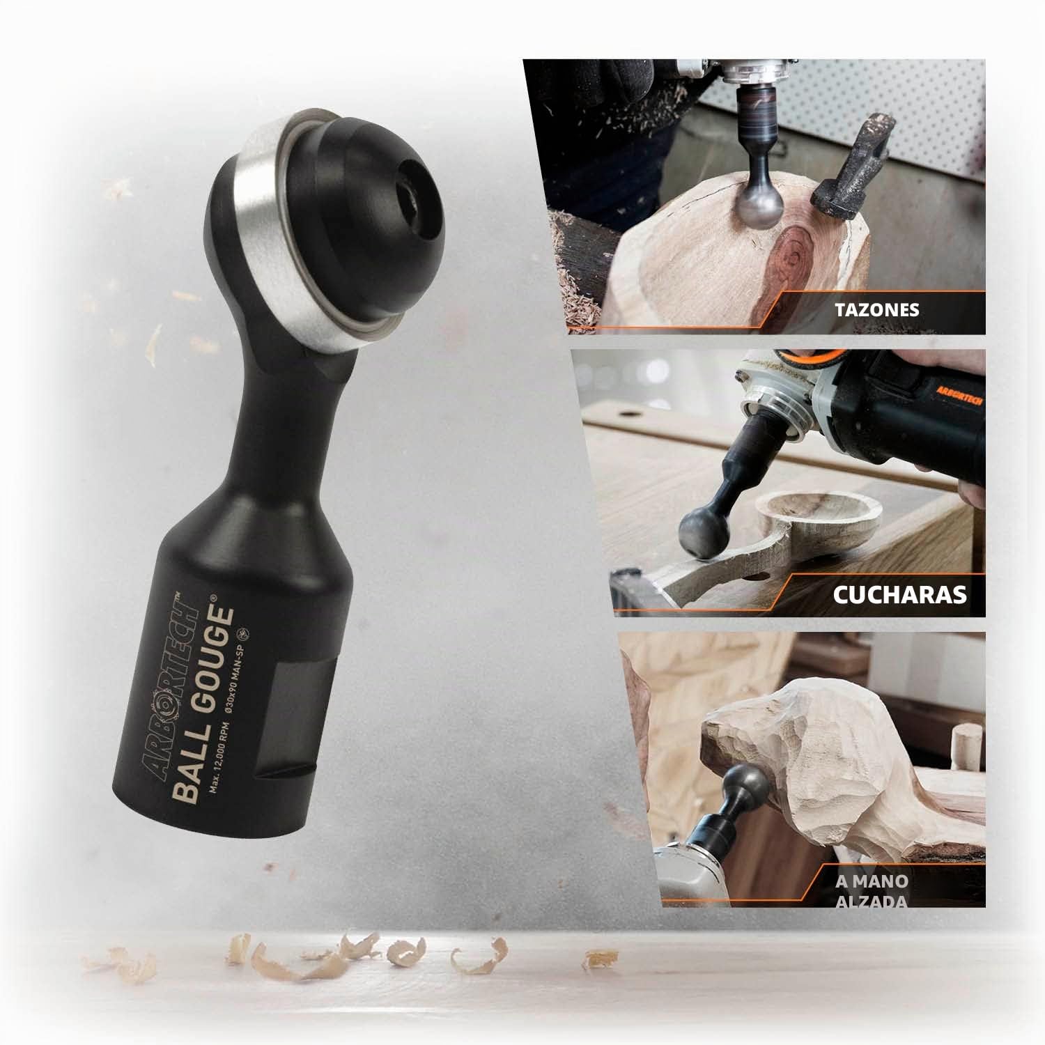 ARBORTECH Ball Gouge Fresa de Bola 30mm hueca e ahuecar pequeñas cóncavas para amoladora angular en proyectos carpintería