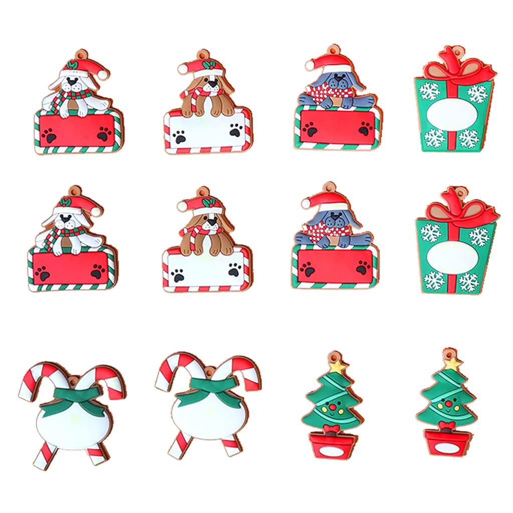 Buxuaaaa 12Pcs Hanging Pendant Santa Snowman Hanging Decors Snowman Small Dog PVC Ornament Christmas for Creative Party Deco Halloween Ornaments Decorations Decor
