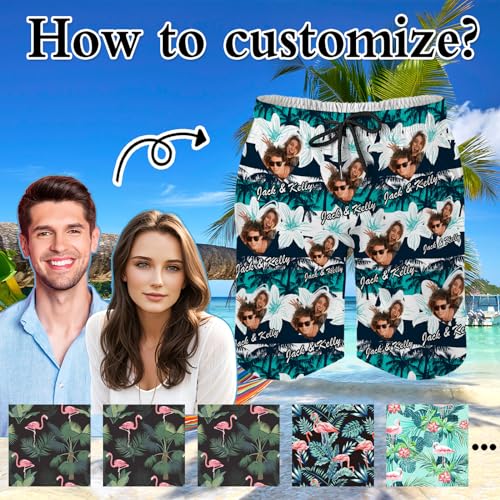 Custom Face Swim Trunks for Men, Personalized Photo Swim Shorts Funny Beach Board Shorts Gift for Men3