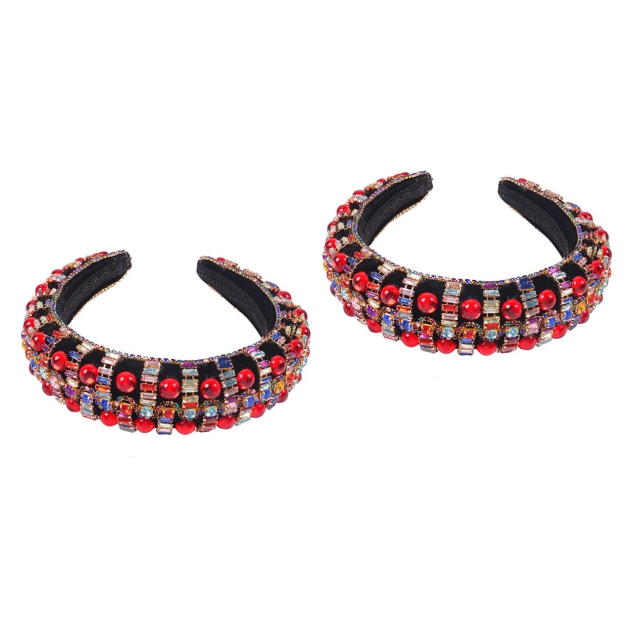 FRCOLOR 2 Diademas De Ala Ancha Con Completos Joyas Para El Pelo Diademas Elásticas Con Joyas Accesorios Para El Pelo Para Mujeres Diademas Para Mujeres Y Niñas Aro Para El