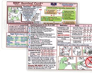 NRP (Neonatal Resuscitation Program) SURVIVAL CARD Quick Reference Guide (Small 3 x 4 3/8 inch, Badge/ID Size) - Laminated with hole punched - Water Resistant - 2020 guidelines, copyrighted 2022