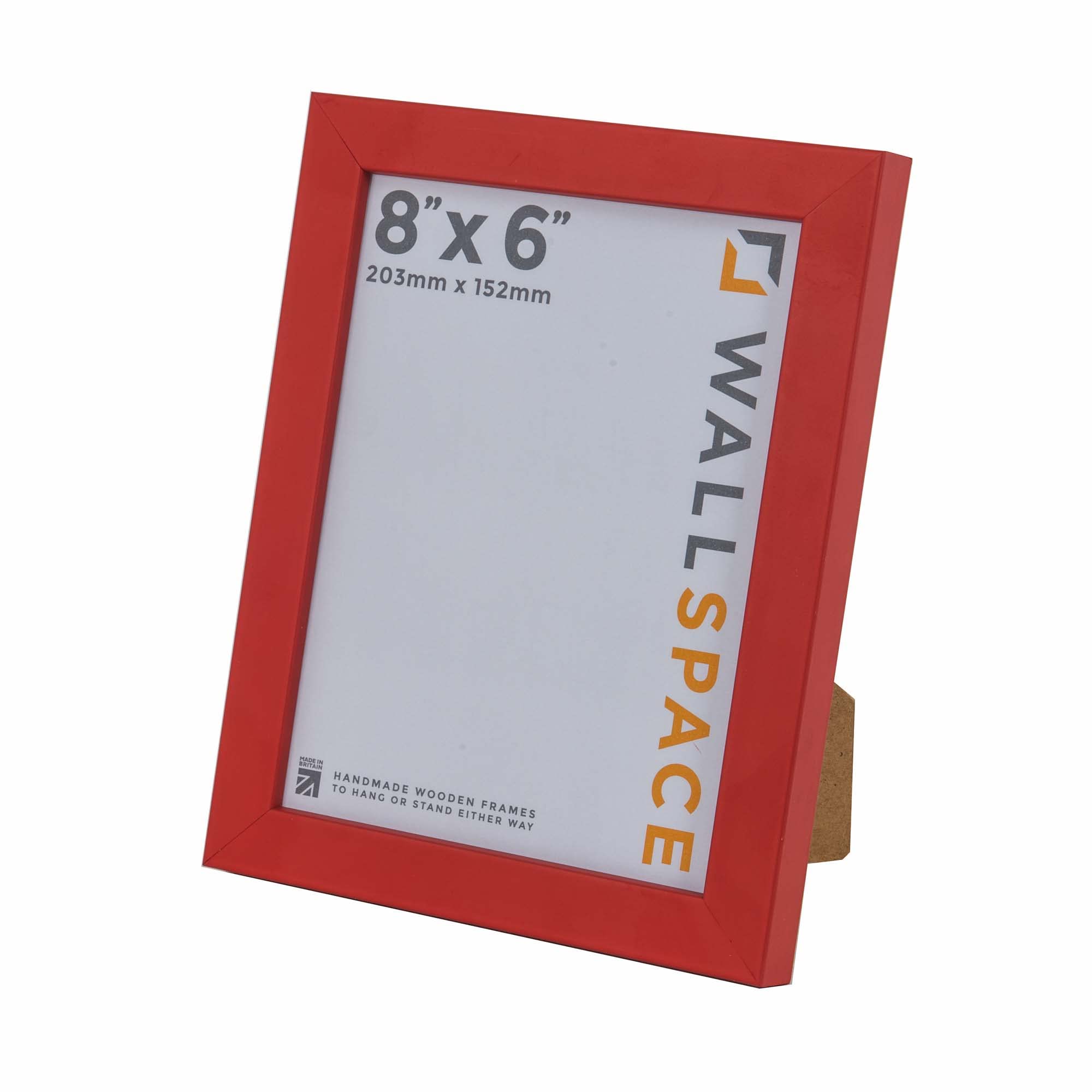 Wall Space 8x6 Red Picture Frame | Red 6x8 Photo Frame | 8 x 6 inch | 203x152mm | 20.3x15.2cm | Solid Wood Wooden with Real Glass | Handmade in UK