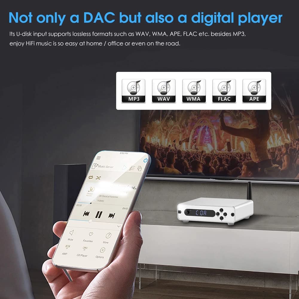DLOETT HiFi 5.0 USB/COAX/OPT convertisseur numérique vers analogique récepteur Audio stéréo amplificateur de casque