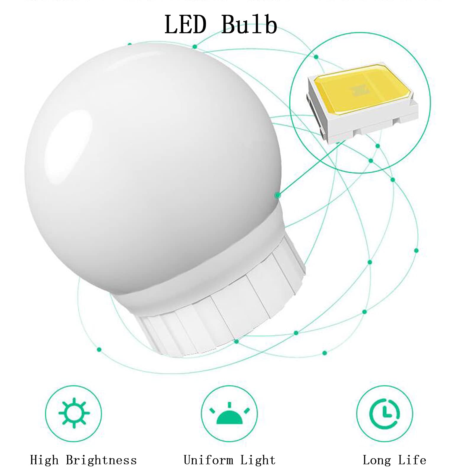 Miroir Den Lampes Miroir de Maquillage Lumière Led Vanité Lumières Gradation Vanité Coiffeuse Lampe Ampoule Usb Maquillage Miroir Applique Murale Avec 10 Ampoules Dimmable Applique Murale
