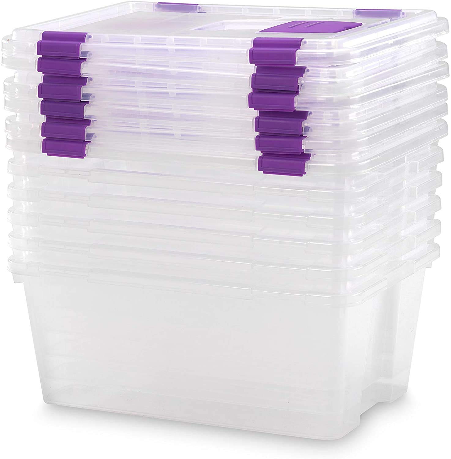COM-FORT HOUSE | Caja de Almacenaje | Caja de Plástico Transparente | Cierre de Clip Robusto | Capacidad de 20 litros | Medidas 470 x 320 x 195 mm | Lote de 6 Unidades