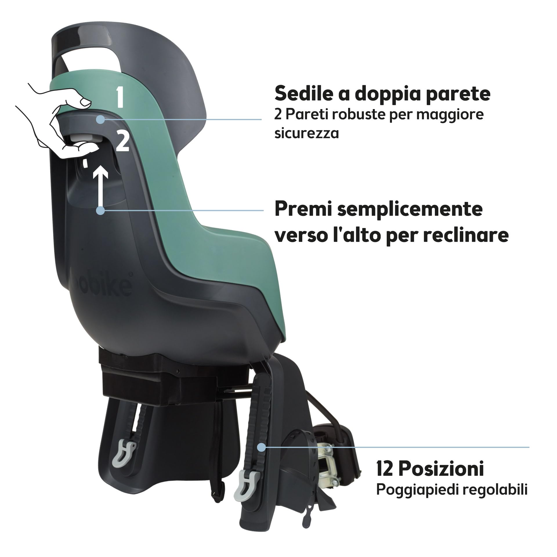 Bobike Rear Child Bike Seat Go Maxi Reclinming System - Seggiolino Unisex-Baby