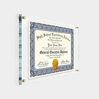 DIPLOMA FLOATING FRAME, Certificate Frame, Poster Frame, Clear Acrylic Frame, Keepsake Photo, Wall Frame, Puzzle Frame, Frameless Frame (18" x 24", Black Standoff)