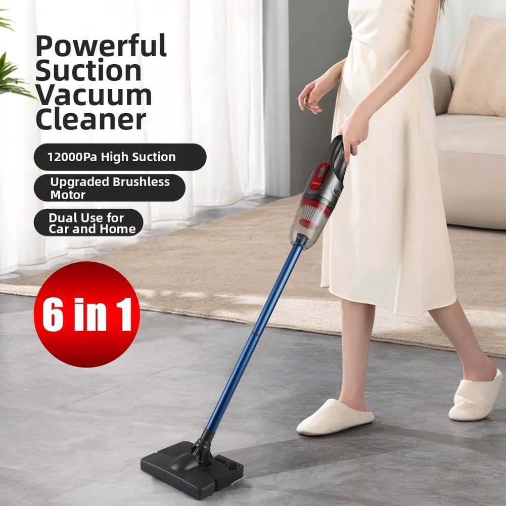 Portatile senza fili Per Aspirapolvere 12000Pa Forte Aspirazione Wet Dry 6-in-1 Usb Ricaricabile Casa Pavimento Auto Pulizia Interni Grigio Leggero Parti E Accessori Robot