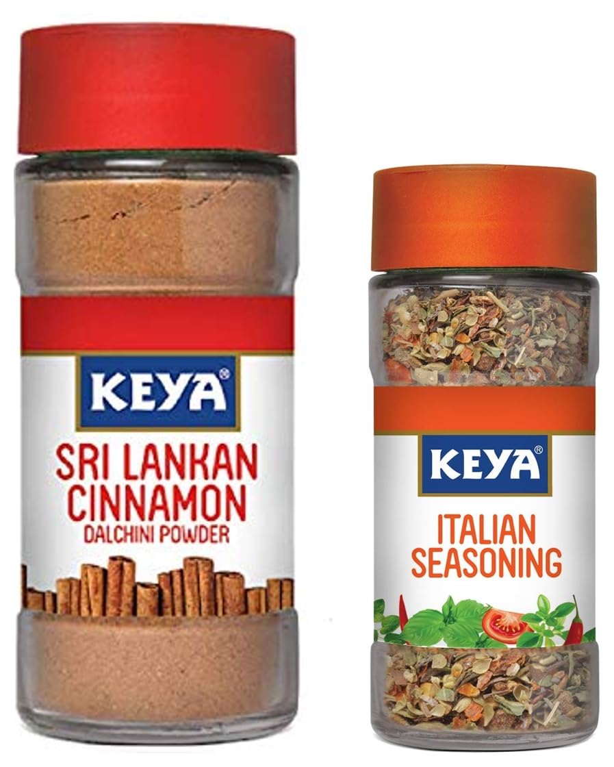 Keya Srilankan Cinnamon Powder | Dalchini Powder | 100% Organic Ceylon Cinnamon | Sourced from Sri Lanka | 50g & Keya Italian Seasoning| Premium Herbs and Spices 35gm