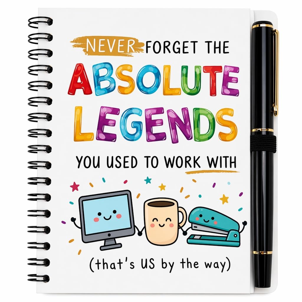 Mitibet Funny Coworker Leaving Gifts Notebook and Pen Set - Never Forget The Absolute Legends Farewell Goodbye Present for Colleague Women Men, Novelty Office Humor Spiral Journal with Elegant Pen
