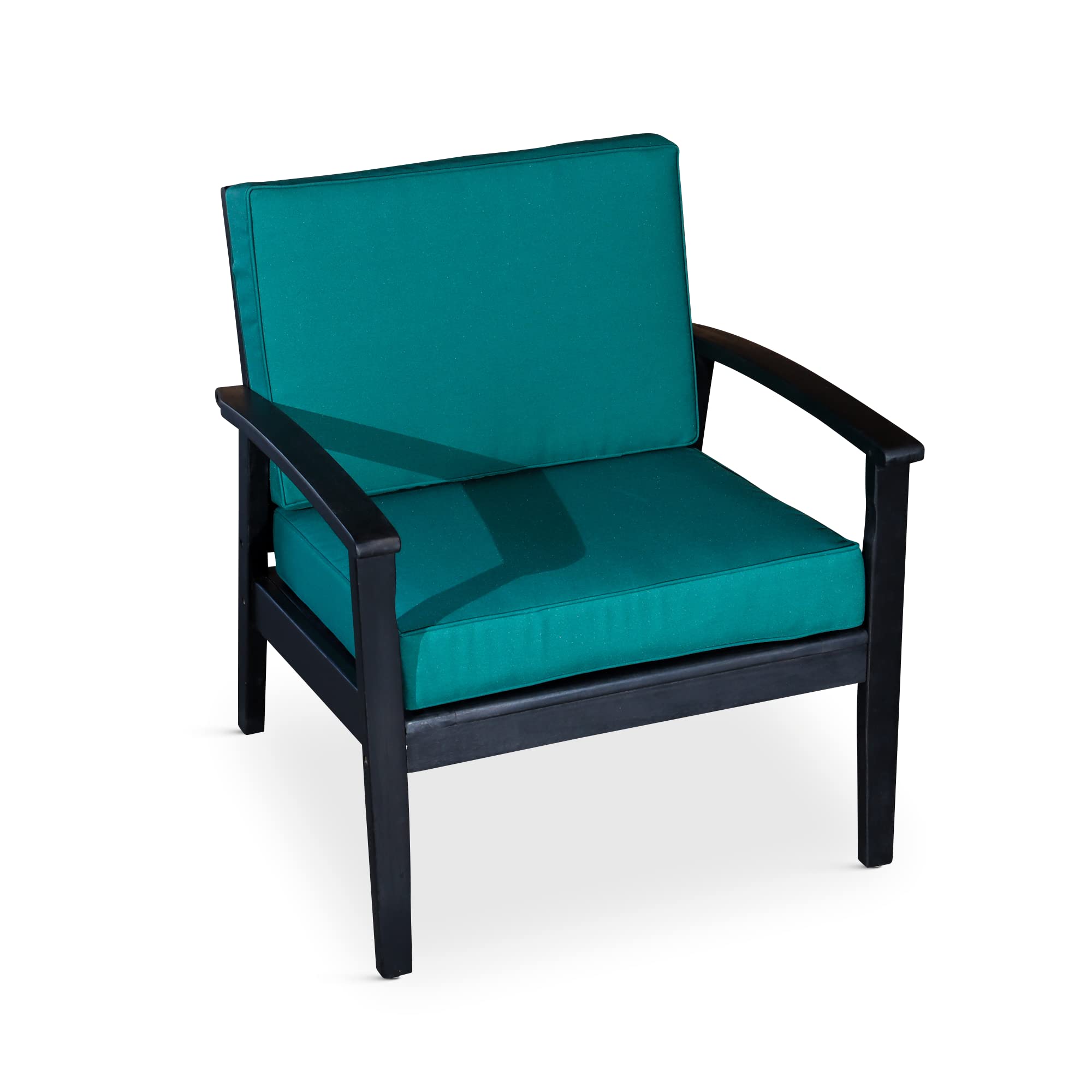 Deep Seat Eucalyptus Chair, Espresso Finish, Dark Green Cushions