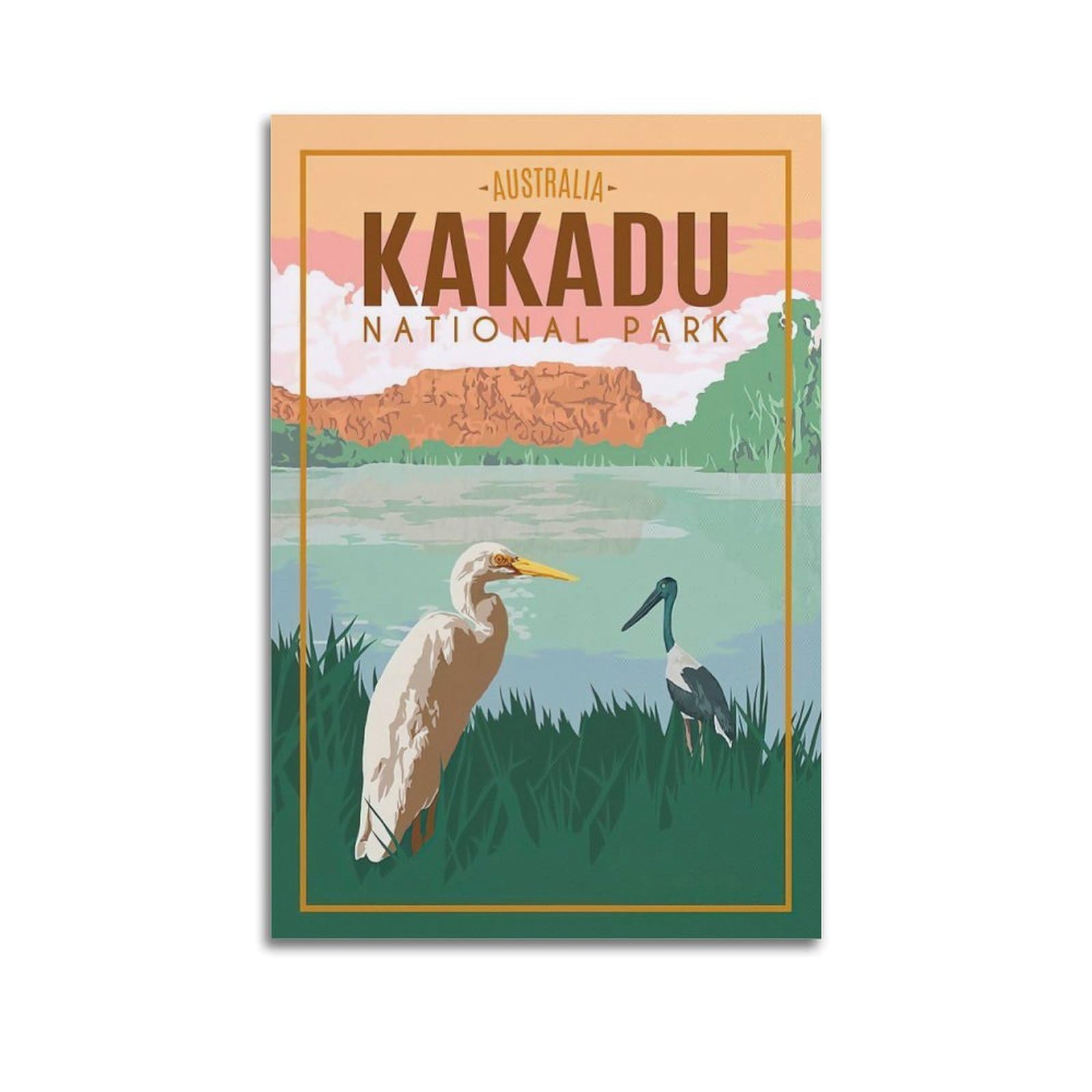 DLJGDS Vintage Travel Poster Australia - Kakadu Park Decorative Painting Canvas Wall Posters And Modern Family Bedroom Decor 20x30inch(50x75cm)