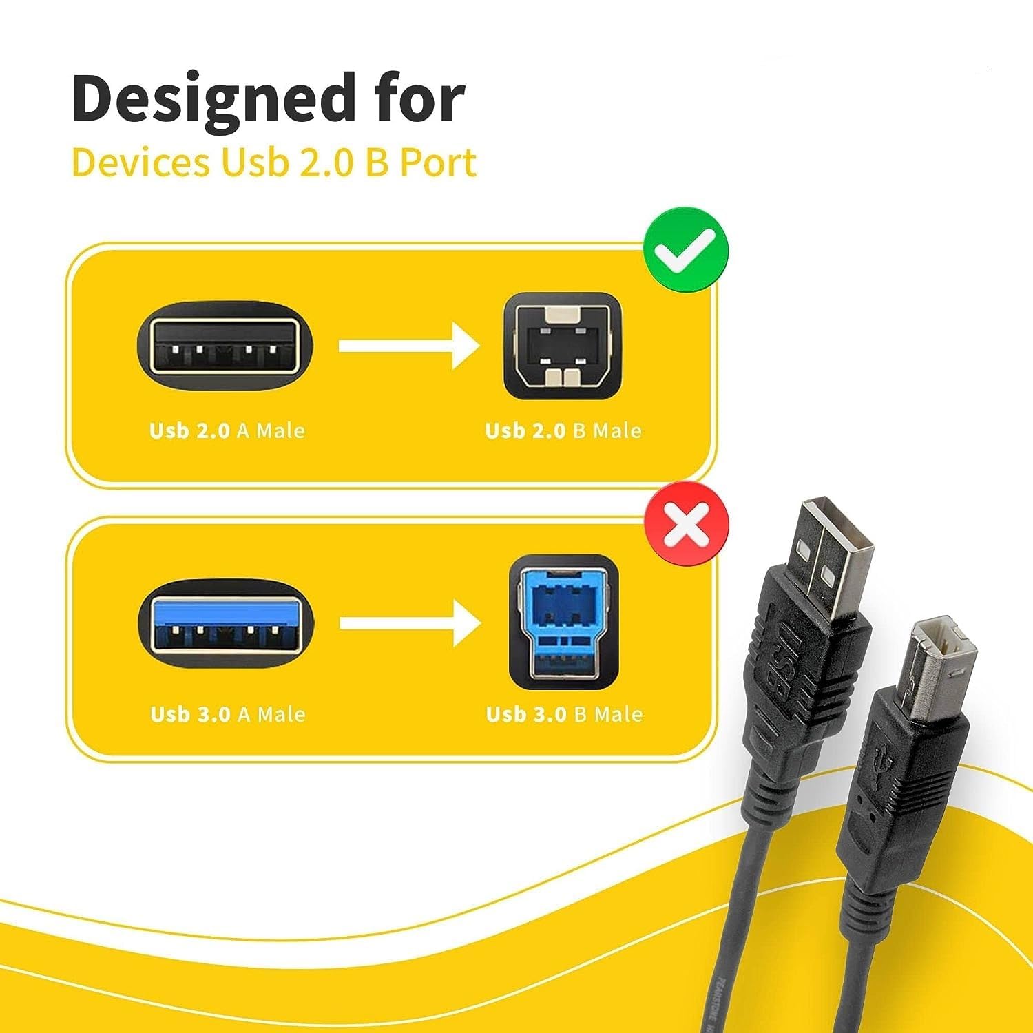 Confezione da 10 cavi USB A a B per stampante, 3 m, ad alta velocità, per scanner e stampante, compatibile con HP, Canon, Dell, Epson, Brother, Lexmark, Xerox, Samsung, Piano DAC, ecc., 3 m
