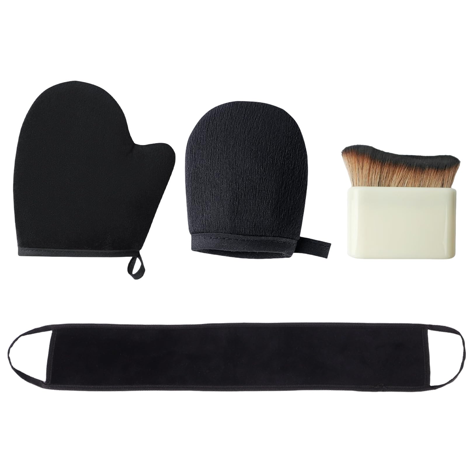 4Pcs Tanning Mitt and Brush,Fake Tan Mit Self Back Glove Set,Lotion Applicator Gloves,Dark Application Mitts,Reusable Exfoliating Glow Velvet Mitten,Portable Soft Sunscreen Moisturiser Tool,for Body