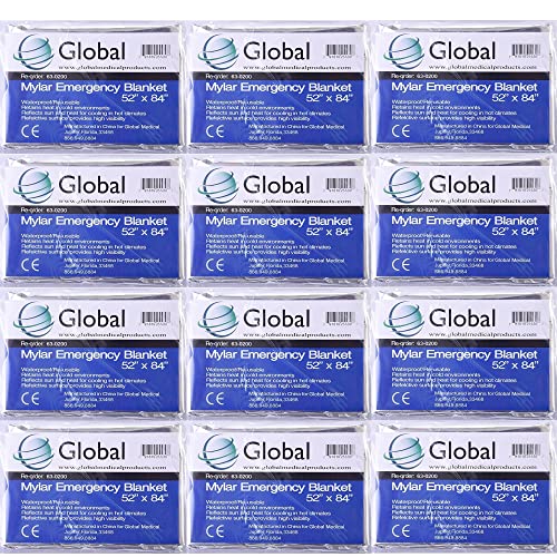 Image of Emergency Mylar Thermal Blankets - Pack of 12 | Survival Space Fire Blankets for Outdoor Adventures, Marathons, First Aid | Waterproof & Windproof