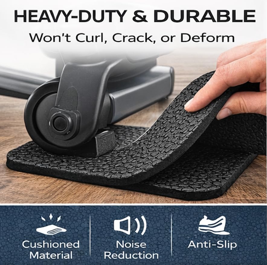 Lastforever Tapete para caminadora, alfombra para gimnasio en casa, material resistente, antideslizante y protector de piso para caminadoras, elípticas y máquinas de fitness miniatura 3