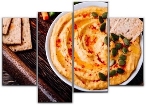 Lienzo decorativo para pared, hecho en casa, calabaza salada, hummus de Acción de Gracias, aperitivo, pintura moderna, enmarcada, decoración de