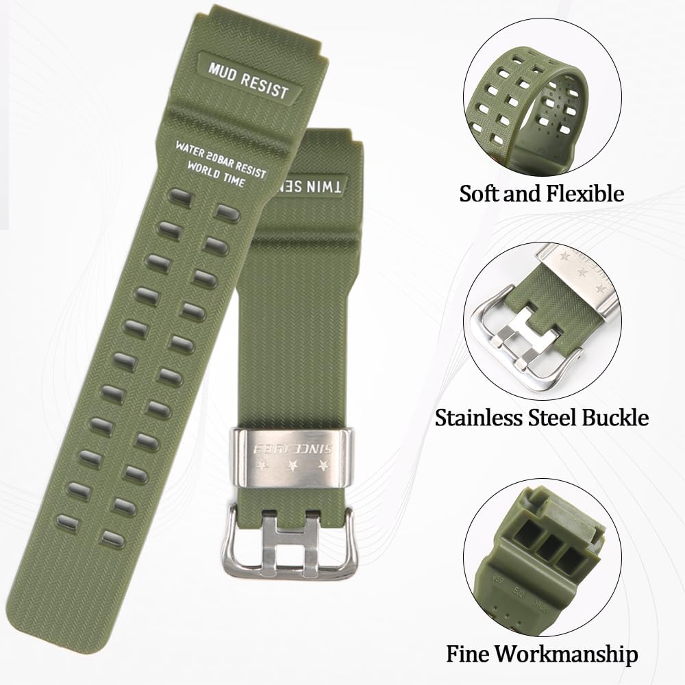 Resin Band Compatible with Casio Mudmaster GG1000 GG-1000 GWG-100 Replacement Watch Band | Men's Sport Strap