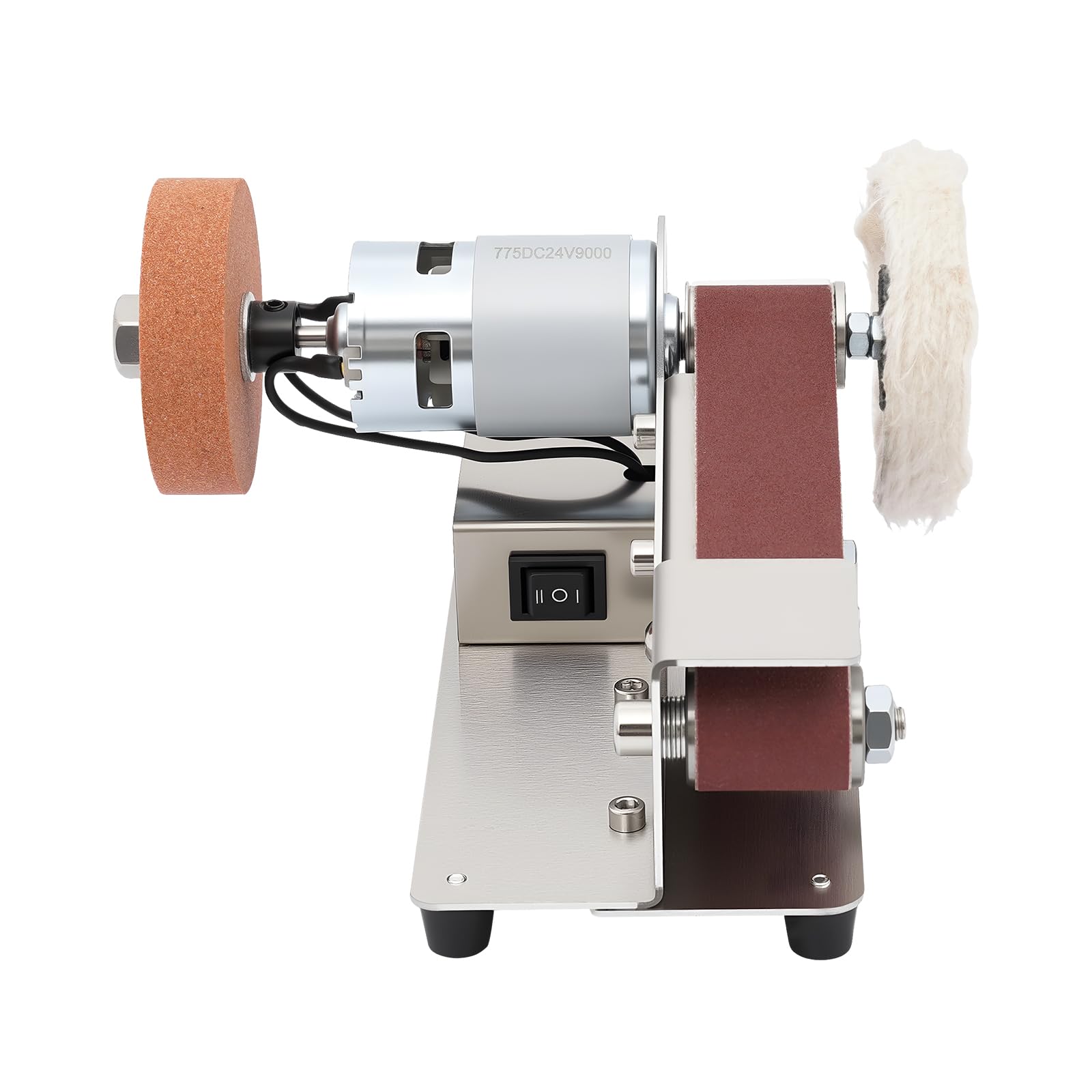 Szlifierka taśmowa z 7-biegową regulacją prędkości obrotowej, szlifierka kombi 150 W, Small Belt Sander z biegiem do przodu i do tyłu, mini szlifierka kątowa, stół roboczy z taśmami szlifierskimi