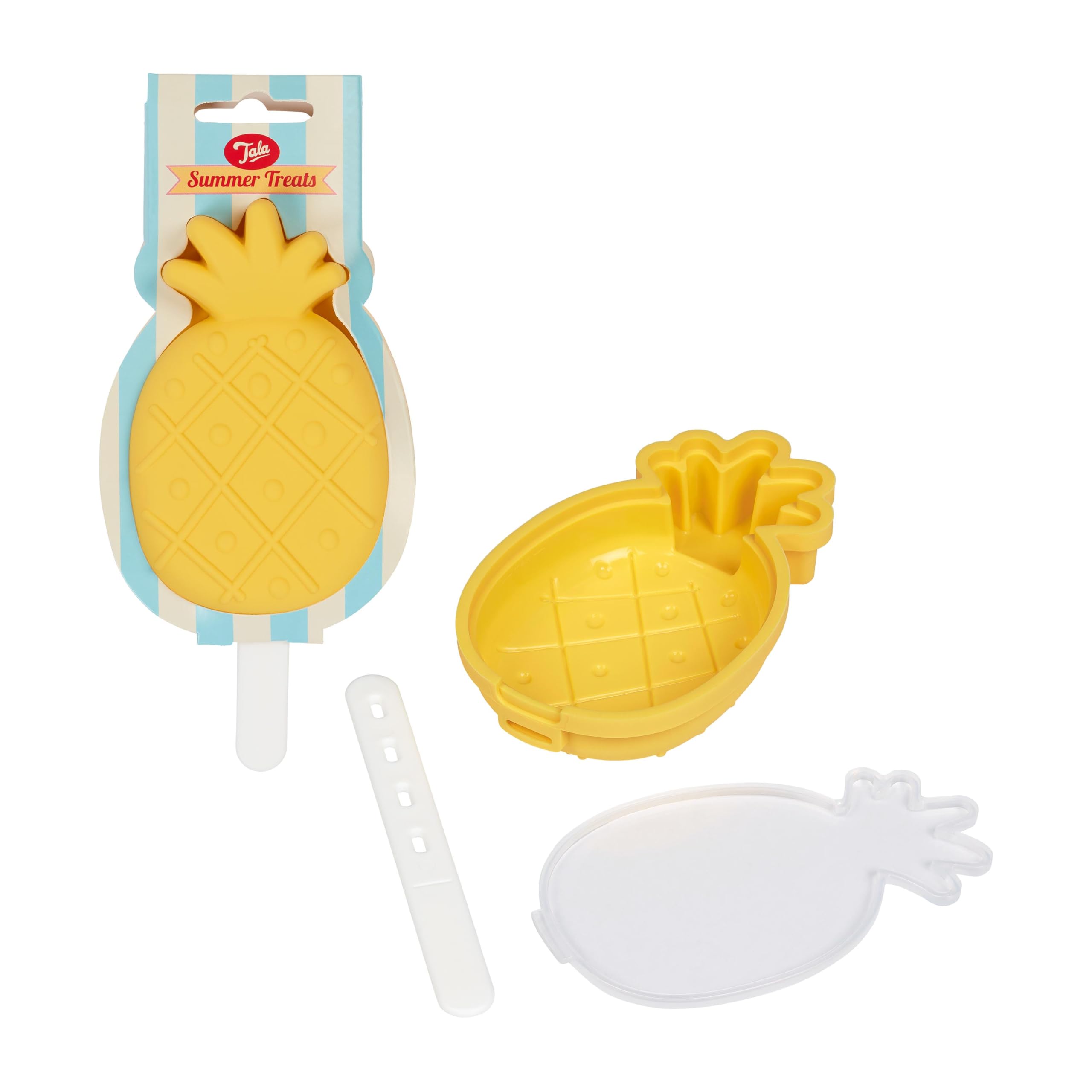 Tala Reusable Silicone Pineapple Shaped Lolly Mould with Plastic Lolly Stick, Made with BPA Free Silicone, Perfect for Homemade Jellies, Popsicles, Novelty Cakes and Natural Baby Soothers Pops