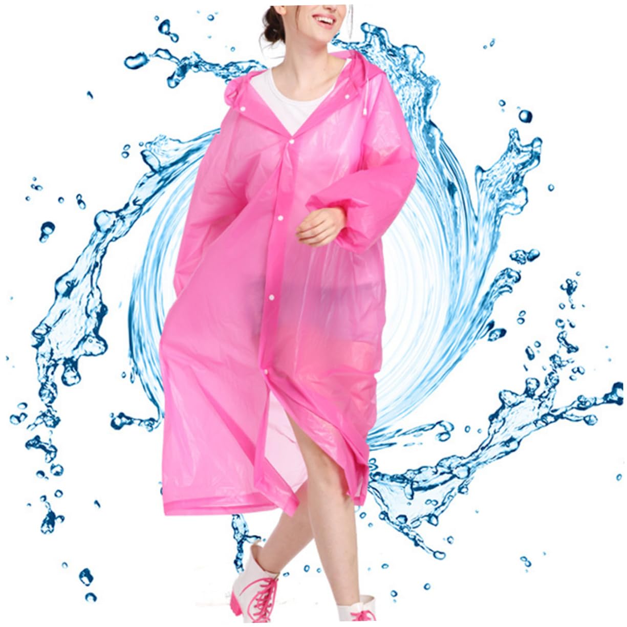 COLLBATH Poncho Leggero Adulti e per Peva Riutilizzabile Antipioggia a Cappuccio, 5 Pezzi, Pratico per Pesca e Parchi