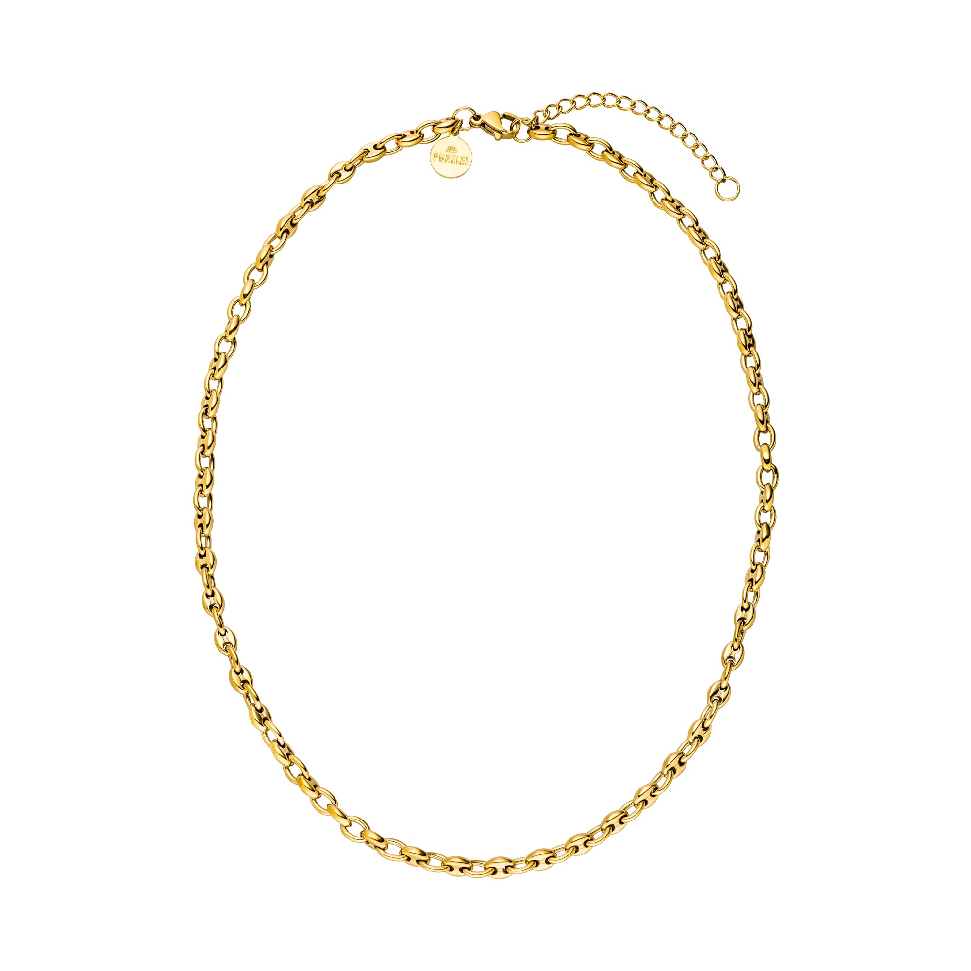Purelei Dreamscape Kette, Halskette aus Kaffeebohnen für Damen aus Edelstahl, Zeitlose wasserfeste Halskette, Einstellbare Länge von 40 bis 45 cm