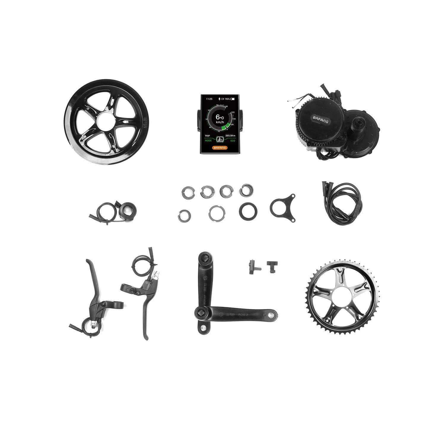 DERUIZ Ebike Mid Drive 750W BBS02B BBS02 48V Electric Bike Conversion Kit  Ebike Motor E-bike Kits for MTB City Bicycle Road Bike(without Battery)