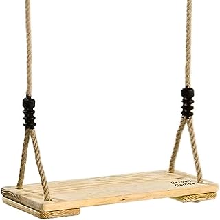 Garden Games Pine Wood Tree Swing with Durable Adjustable Ropes and Wooden Seat