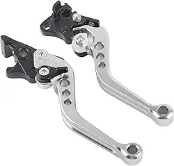 Alavanca de Freio de Embreagem de Motocicleta de Liga de Alumínio de Grau Superior para Melhorar a Segurança de Condução Adequada para Bicicletas (Branco prateado)
