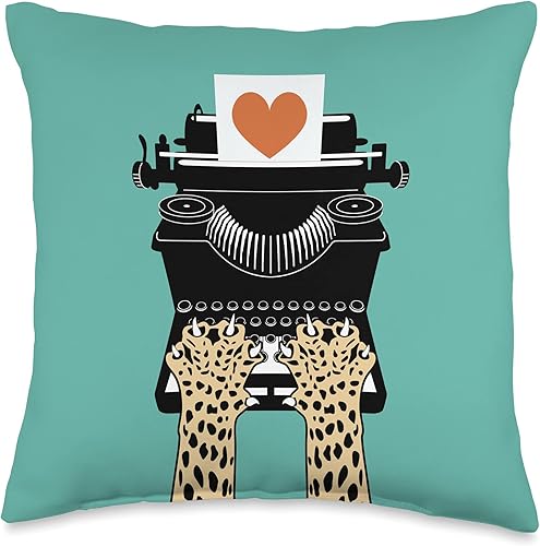 Cheetah Leopard Love - Cojín para máquina de escribir vintage, 15.7 x 15.7in, multicolor