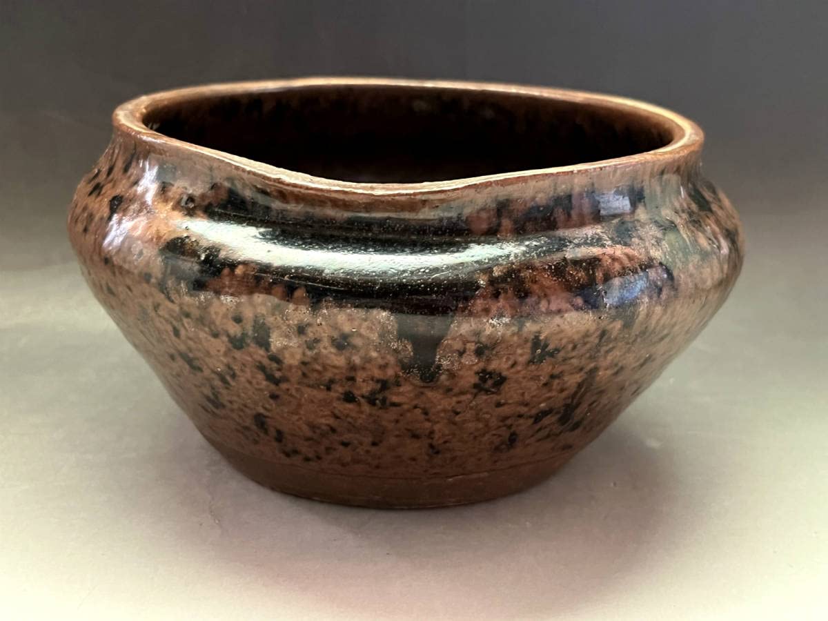 Amazon.co.jp: 茶碗名品！古い鉄釉建水江戸期糸切高台 茶釉 時代物 お 