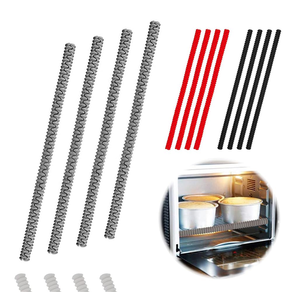 ELECDON Oven Rack Shields, 4 Pack Heat Resistant Silicone Oven Rack Cover 14 Inches Long Oven Rack Edge Protector, Protect Against Burns and Scars Protector Hot Strip (Grey)
