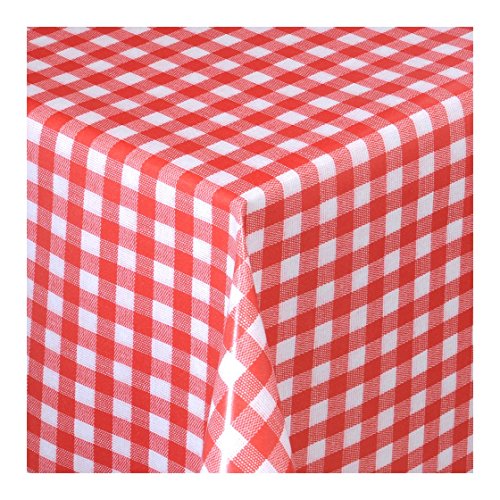 Preisvergleich Produktbild Wachstuch Tischdecke Wachstischdecke Gartentischdecke, Abwaschbar Meterware, Länge wählbar,Klein Kariert Rot Weiß (112-02) 100cm x 140cm