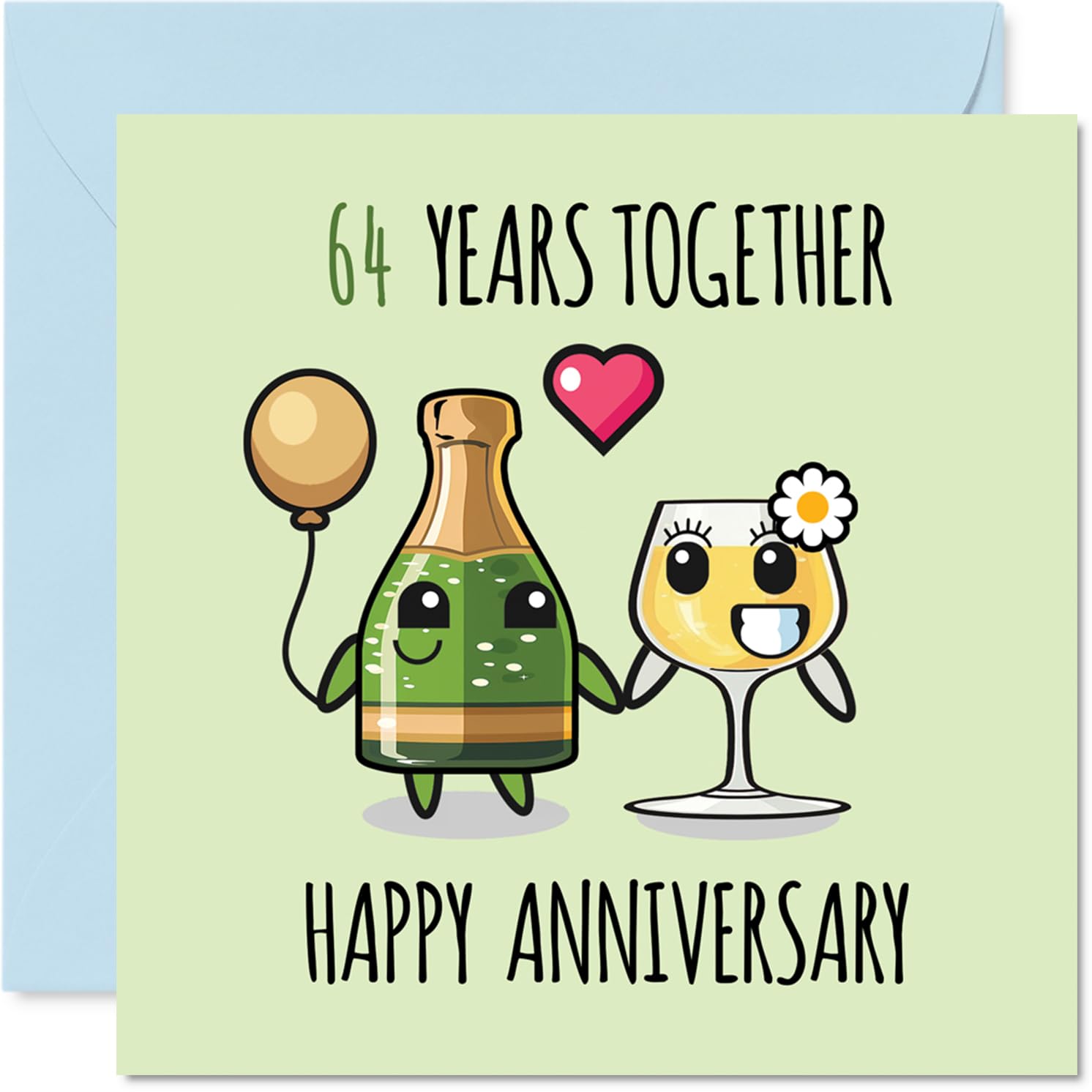 64th Anniversary Card for Women Men - 64 Years Together - Happy 64 Year Anniversary Card for Companion Partner Husband Wife, 145mm Wedding Anniversaries Greeting Cards
