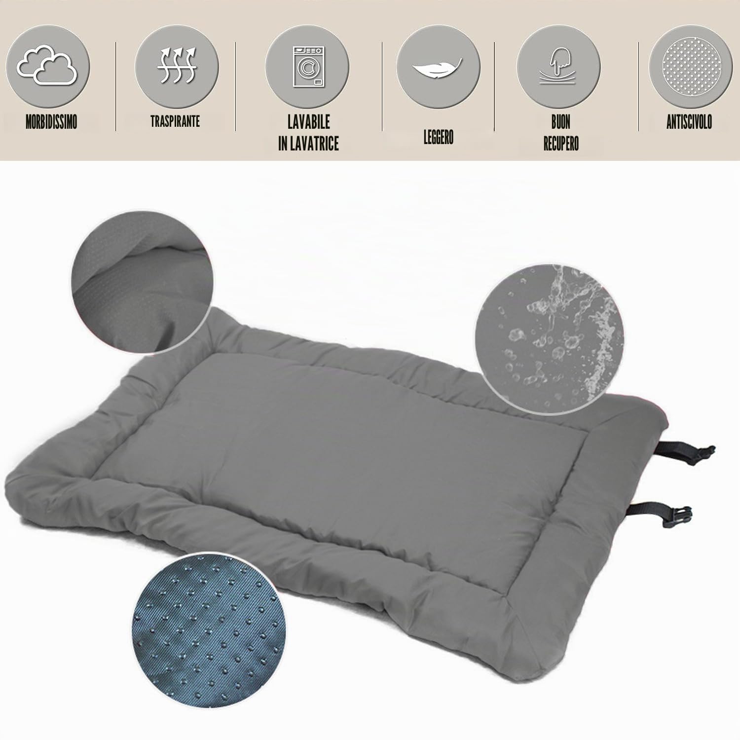 Northogo Letto portatile per cani, impermeabile, pieghevole, per viaggi all'aperto, scatola per cani, 90 x 60 cm, grigio