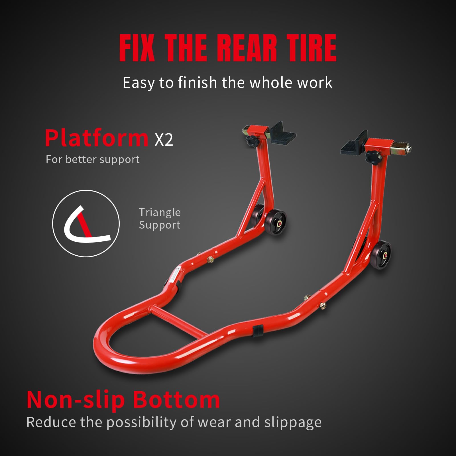 Lot de 2 supports élévateurs universels pour moto, support de levage avant et arrière, support de levage de bras oscillant arrière U+L de 500 kg