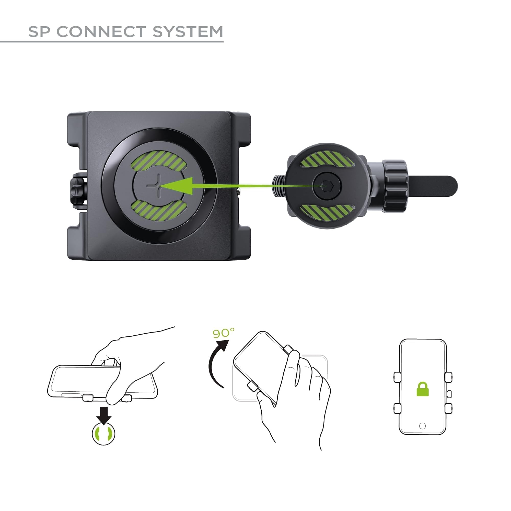 SP Connect Soporte Universal de Teléfonos Móviles apra Bicicleta - Soporte para Smartphone para Bicicletas de Montaña y de Carretera - Bloqueo giratorio - Para Dispositivos de 58-85 mm de Ancho
