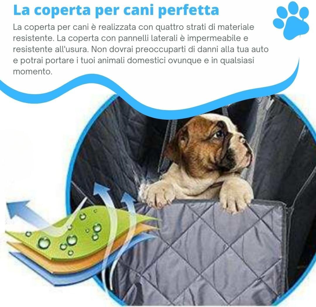 Coprisedile Auto per Cani 100% Impermeabile, Antigraffiato e Antiscivolo, Trasportino Auto incl. Guinzagli