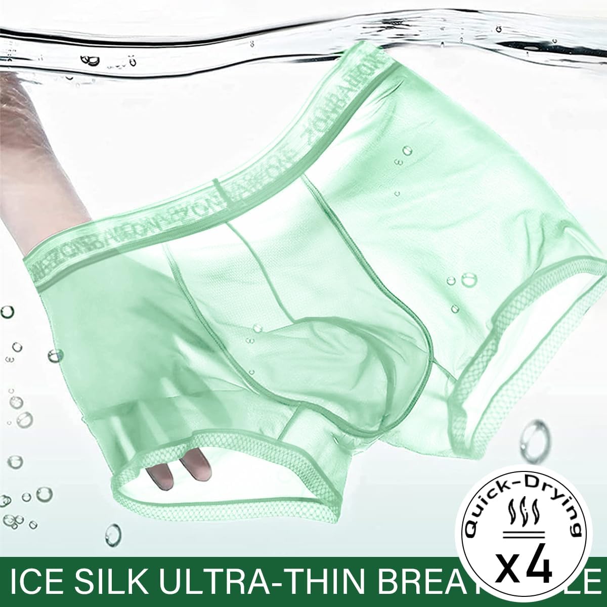 YINYOUYU Mens Sexy Ice Silk Underwear See Through Boxers Super Thin Sheer Trunk Bulge Pouch Boxer Briefs - Image 6