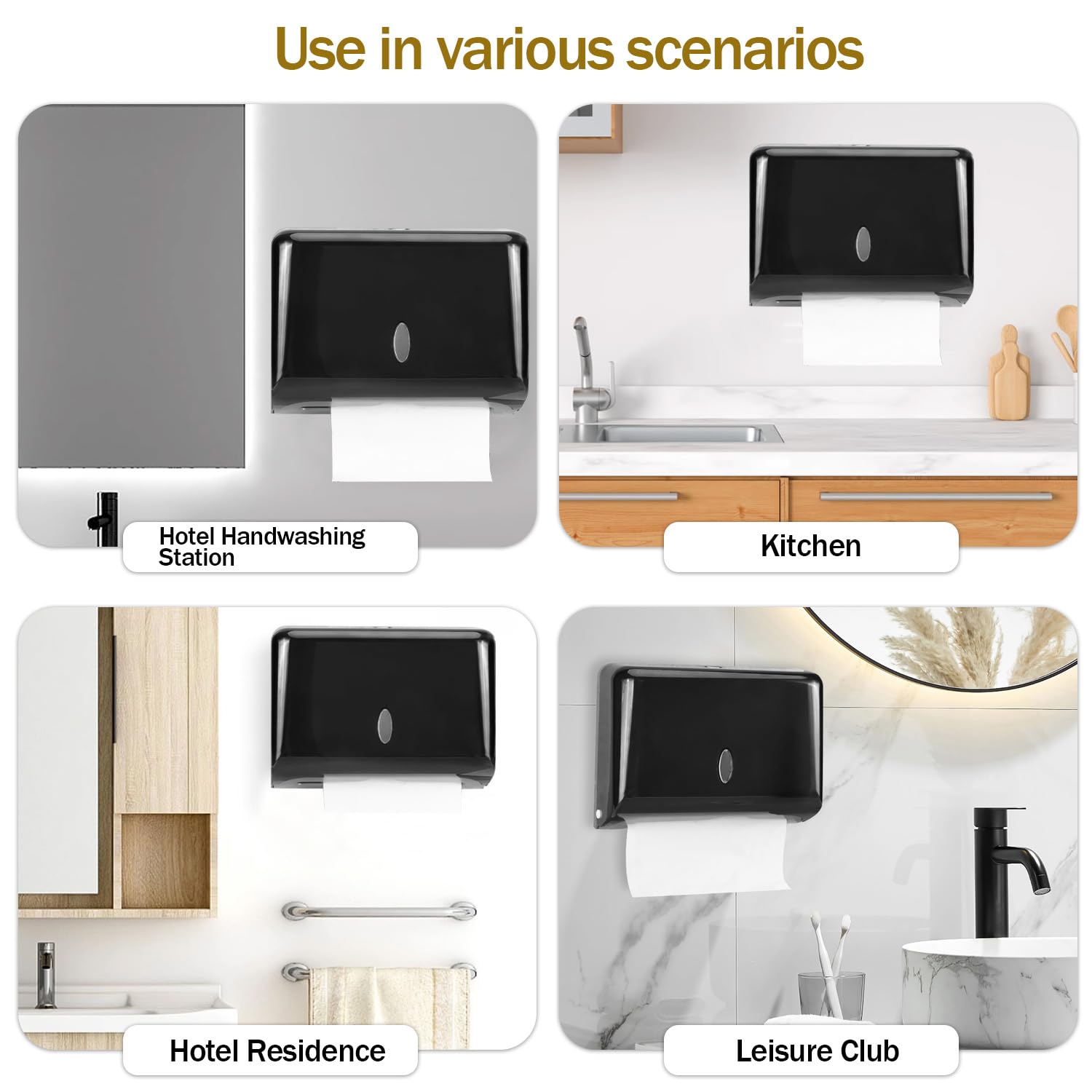 Dispenser Carta Asciugamani,Dispenser Salviette Bagno da Muro Tovaglioli Piegati a Z ed Intercalati Dispenser Asciugamani Carta Può Contenere Fino A 200 Fogli