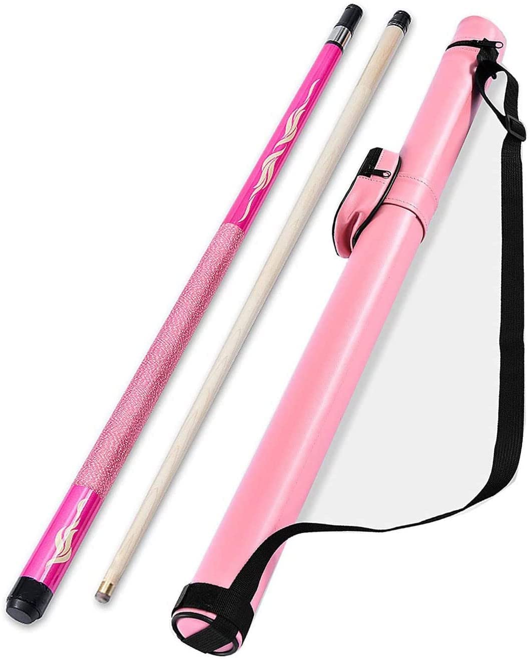 Wjfmzs Women's Pink Pool Cue 57 Inch 1/2 Hinge Stylish Billiard Cue, Delicate Pattern, Commercial Home Billiard Stick, Snooker Cues Adult With Case For Lovers And Beginners
