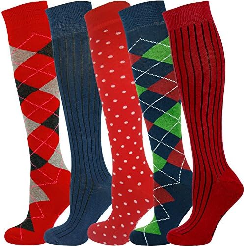 Mysocks Unisex Knee High Long Socks Polka Dot Design 5 Pairs Multi Design 754