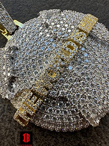 Moissanite 925 Silver Gold Iced World Is Mine Globe Map Pendant Necklace (White Gold) #TOP2